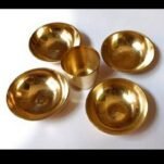 प्रभु के भोग के बर्तन 4 कटोरी 1 गिलास शुद्ध धातु से बने bhog Katori 4 glass 1